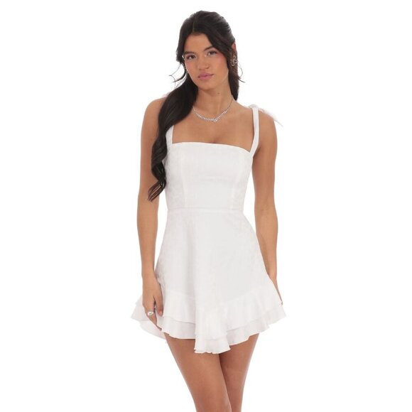 COMING SOON LUCY IN THE SKY WHITE LACE UP MINI DRESS - Picture 1 of 3